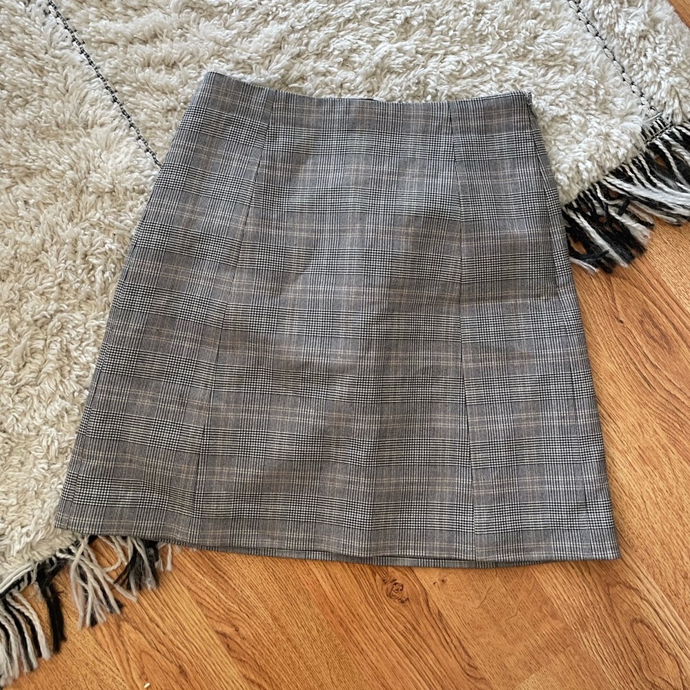 Babaton Gray Plaid Mini Skirt